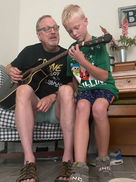 Noah and Grandpa doing 
